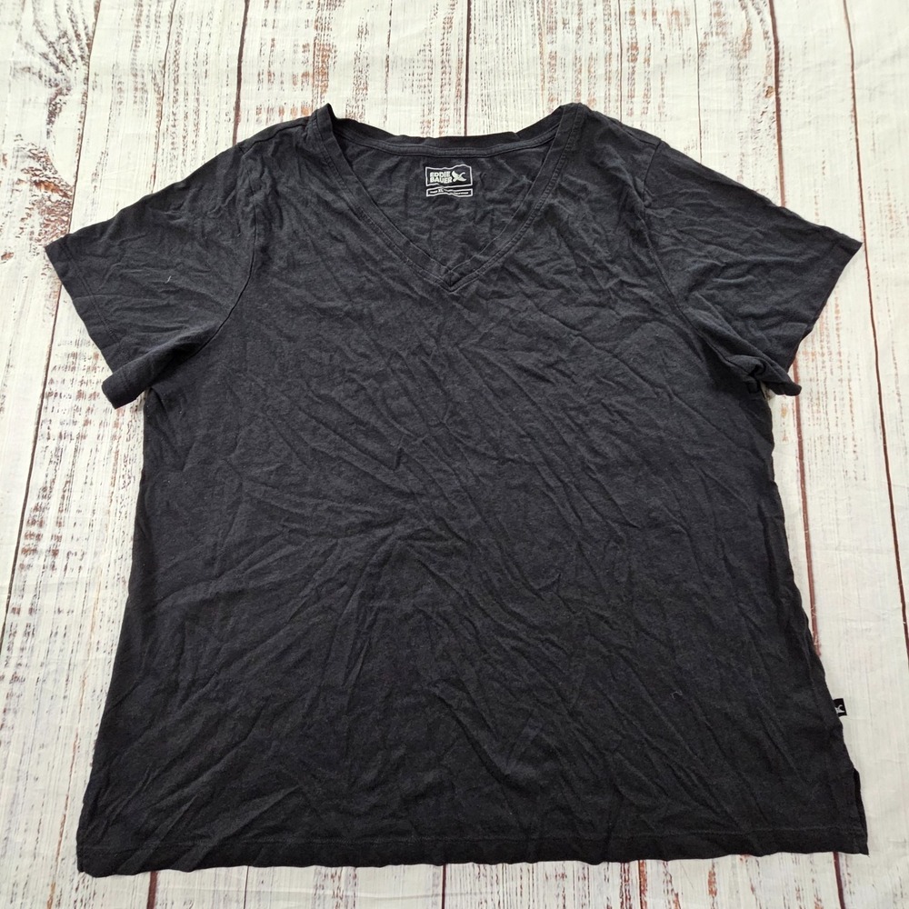 Eddie Bauer Black‎ Short Sleeve Cotton Modal V-Neck T-Shirt Women's XL